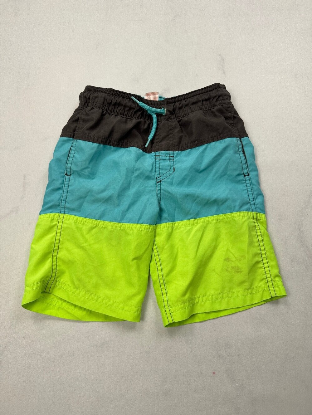 Cat & Jack Colorblock Boardshorts Neon Green 2010s Beach-Ready - Boys S/6/7
